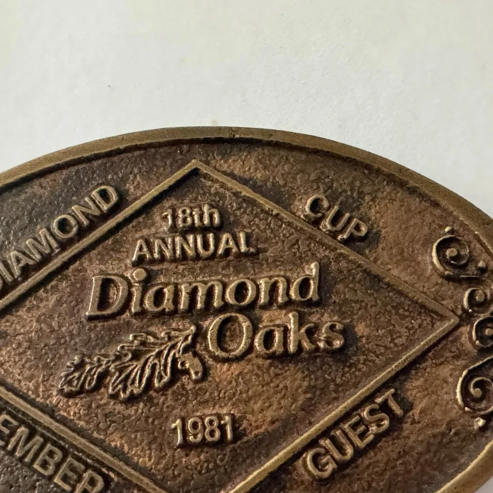 Vintage 1981 B&H Belt Buckle Diamond Oaks Fort Worth‎ Tx 18th Annual Diamond Cup
